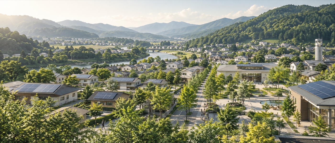 地域で再エネ活用を進める街並みのイメージ